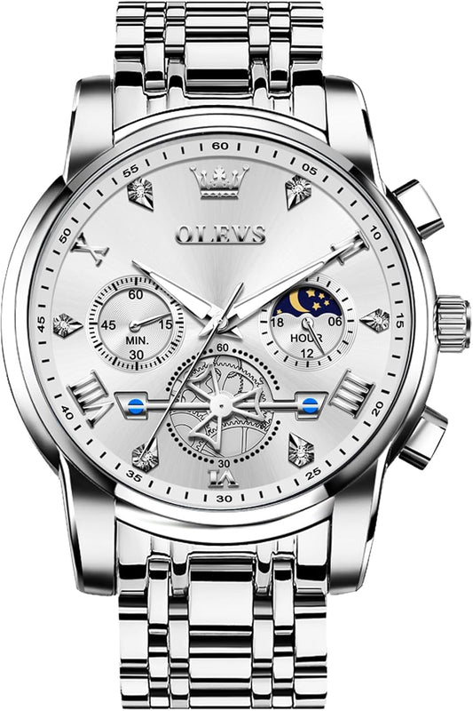 HOTOLEVS Watches Men Waterproof Luxury Big Face Mens Watch Stainless Steel Quartz Analog Dress Watches for Men Luminous Multifunction Man Watch Relojes De Hombre