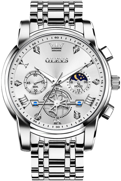 HOTOLEVS Watches Men Waterproof Luxury Big Face Mens Watch Stainless Steel Quartz Analog Dress Watches for Men Luminous Multifunction Man Watch Relojes De Hombre