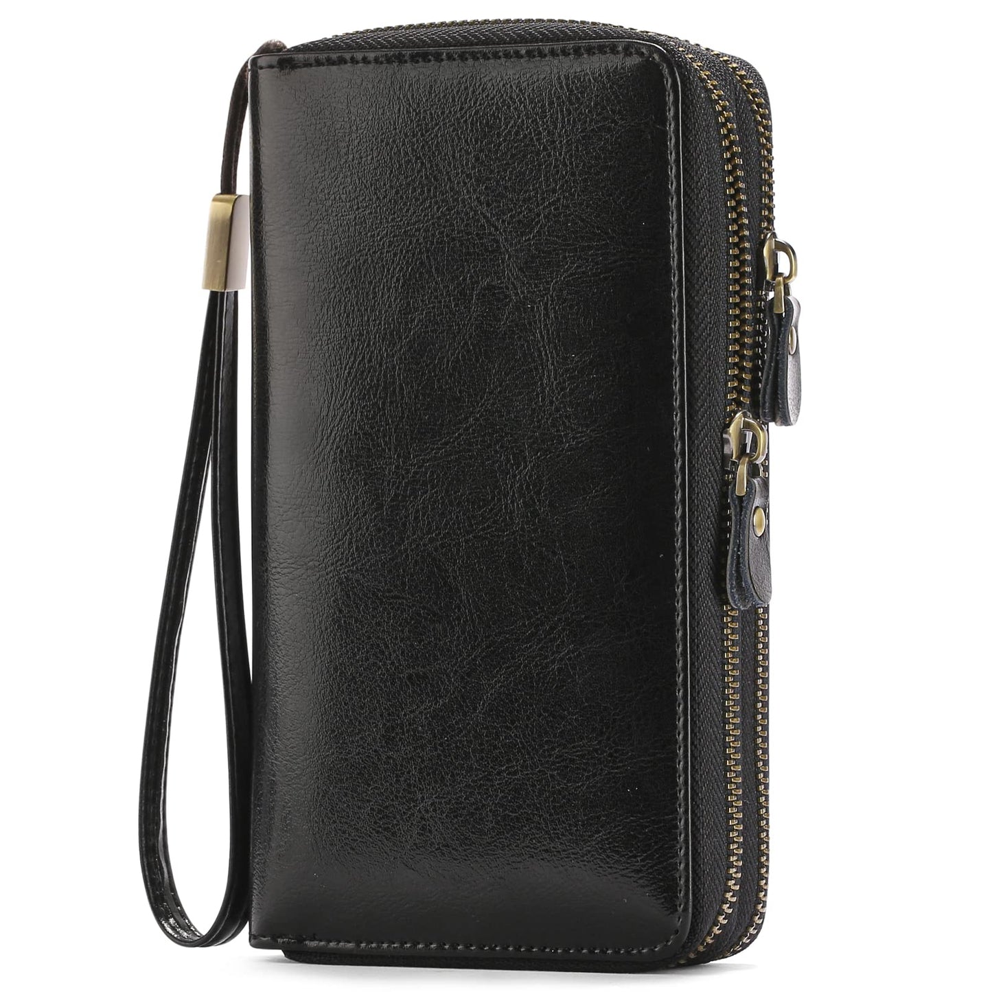 HOTSENDEFN Leather Women Wallet RFID Blocking Zipper Around Phone Holder Clutch Wristlet Large Capacity