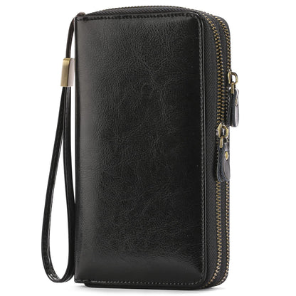 HOTSENDEFN Leather Women Wallet RFID Blocking Zipper Around Phone Holder Clutch Wristlet Large Capacity
