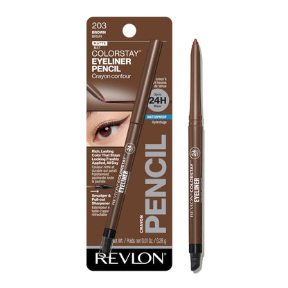 HOTRevlon ColorStay Pencil Waterproof Eyeliner, Smudge-Proof, Eye Makeup with Built-In Sharpener, Long-Lasting, Matte Finish, 201 Black, 2 pack
