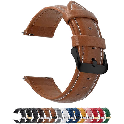 HOTFullmosa 12/14/16/18/19/20/21/22/24mm Quick Release Leather Watch Band | Strap for Garmin Vivoactive 4 45mm,Garmin Venu 4(45mm)/Venu 3/Venu 2,Samsung Galaxy Women Men, Black&Silver Buckle