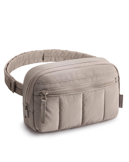 HOTBAGSMART Fanny Packs for Women Cross Body, Quilted Puffy Belt Bag with Pockets, Fashion Waist Packs for Traveling Hiking Black