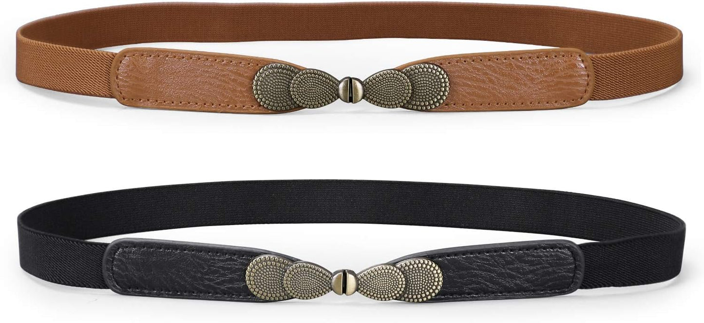 HOTJASGOOD Women Skinny Elastic Stretch Belt for Dresses Retro Ladies Waist Vintage Thin Belt