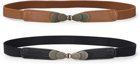 HOTJASGOOD Women Skinny Elastic Stretch Belt for Dresses Retro Ladies Waist Vintage Thin Belt