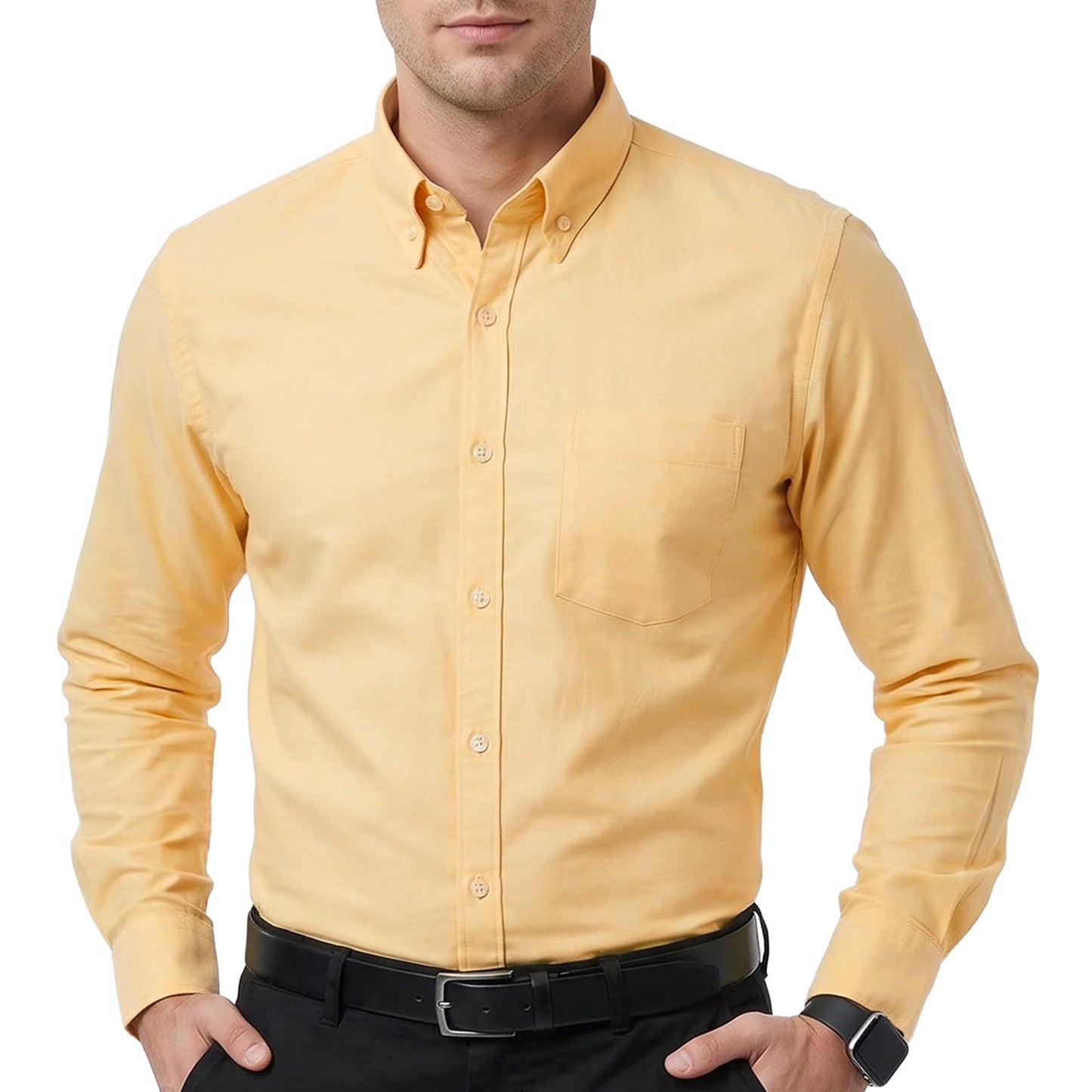 HOTCotton King Mens 100% Cotton Oxford Shirt Long Sleeve Dress Shirts for Men Button Down Work Casual Shirt with Pocket