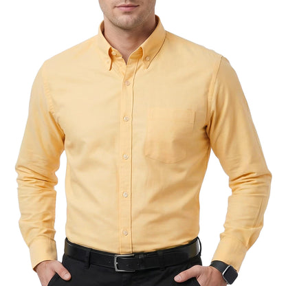 HOTCotton King Mens 100% Cotton Oxford Shirt Long Sleeve Dress Shirts for Men Button Down Work Casual Shirt with Pocket