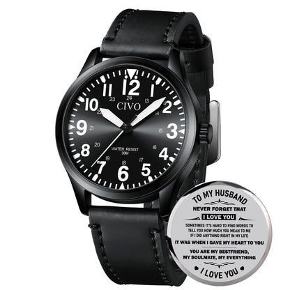 HOTCIVO Military Watch for Men Waterproof: Analog Mens Watches Classic- Field Wrist Watches for Man