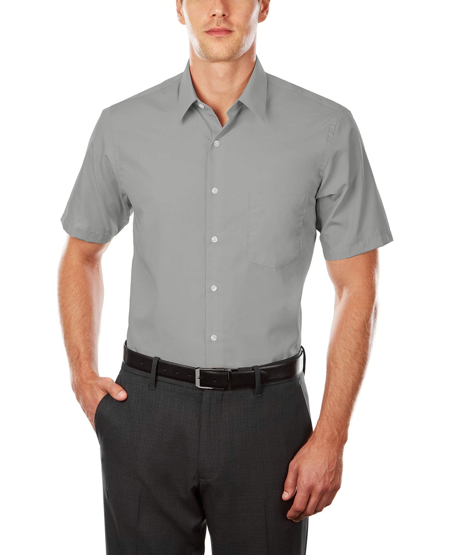 HOTVan Heusen Men's Short Sleeve Dress Shirt Regular Fit Poplin Solid