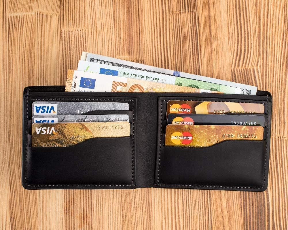 HOTGenuine 100% Real Leather Handmade Tree of Life Wallet Gift for Men - Genuine Black Leather RFID Blocking Bifold - Embossed Leather Wallet - Pocket Wallets kbsc