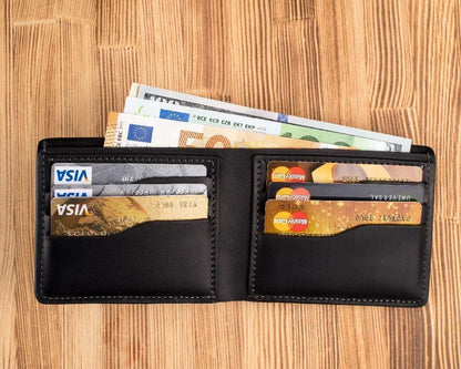 HOTGenuine 100% Real Leather Handmade Tree of Life Wallet Gift for Men - Genuine Black Leather RFID Blocking Bifold - Embossed Leather Wallet - Pocket Wallets kbsc