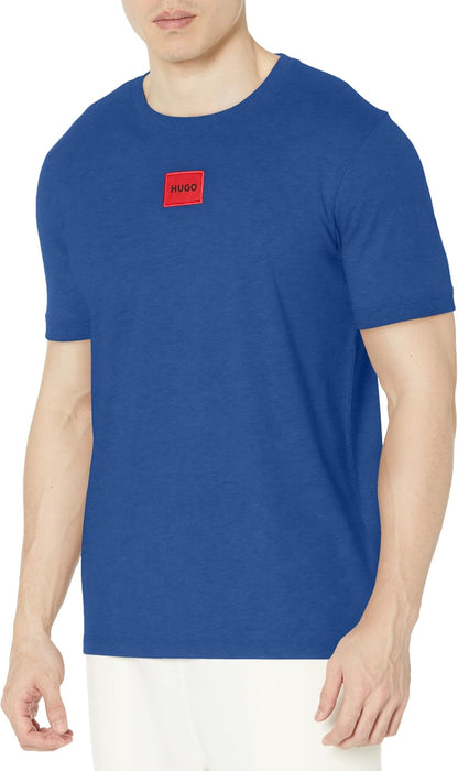 HOTHugo Mens Ribbed Crew Neck Regular Fit Center Logo T-Shirt