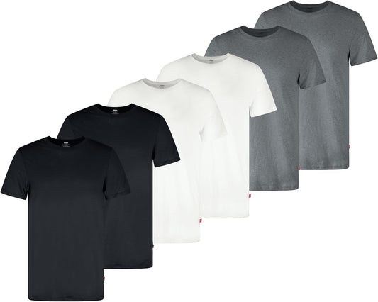 HOTLevi's Men's 6-Pack Basic Crew Neck T-Shirt, Soft Cotton, Tag-Free, Breathable Comfort