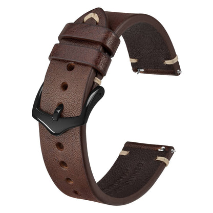 HOTBISONSTRAP Men's Watch Bands, Hand-Stitched Leather Watch Straps, Quick Release, 18mm 19mm 20mm 21mm 22mm