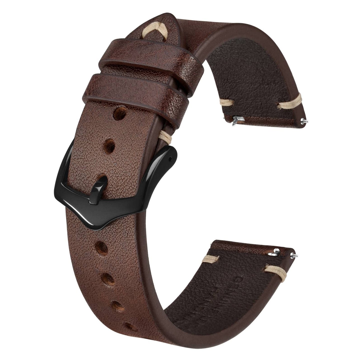 HOTBISONSTRAP Men's Watch Bands, Hand-Stitched Leather Watch Straps, Quick Release, 18mm 19mm 20mm 21mm 22mm
