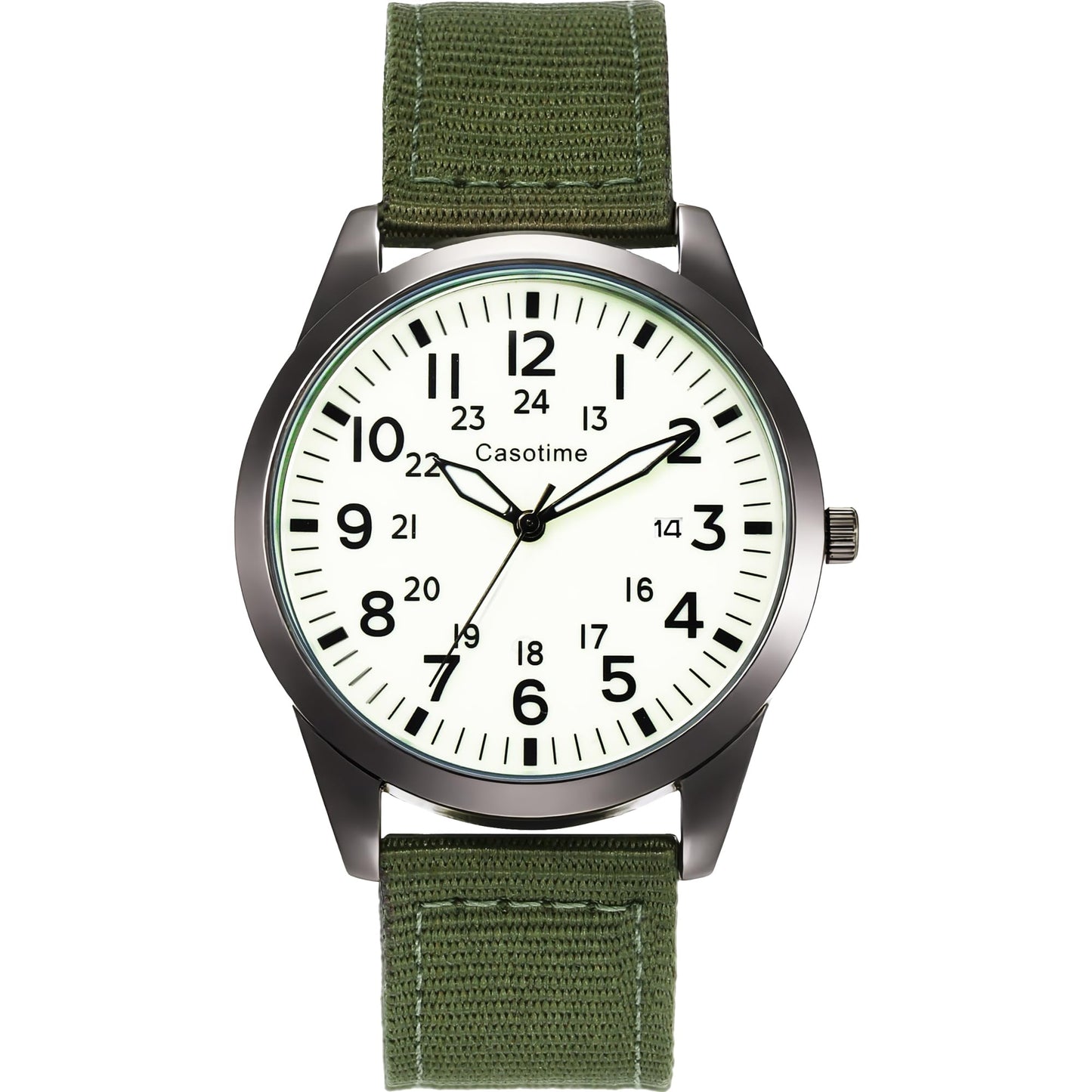HOTCasotime Tactical Military Watch for Men - Field-Tested Analog Quartz with Luminous Dial, 30M Water Resistant Nylon Band & Second Hand | Unisex Army Sport Wristwatch