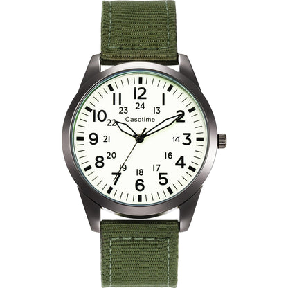 HOTCasotime Tactical Military Watch for Men - Field-Tested Analog Quartz with Luminous Dial, 30M Water Resistant Nylon Band & Second Hand | Unisex Army Sport Wristwatch