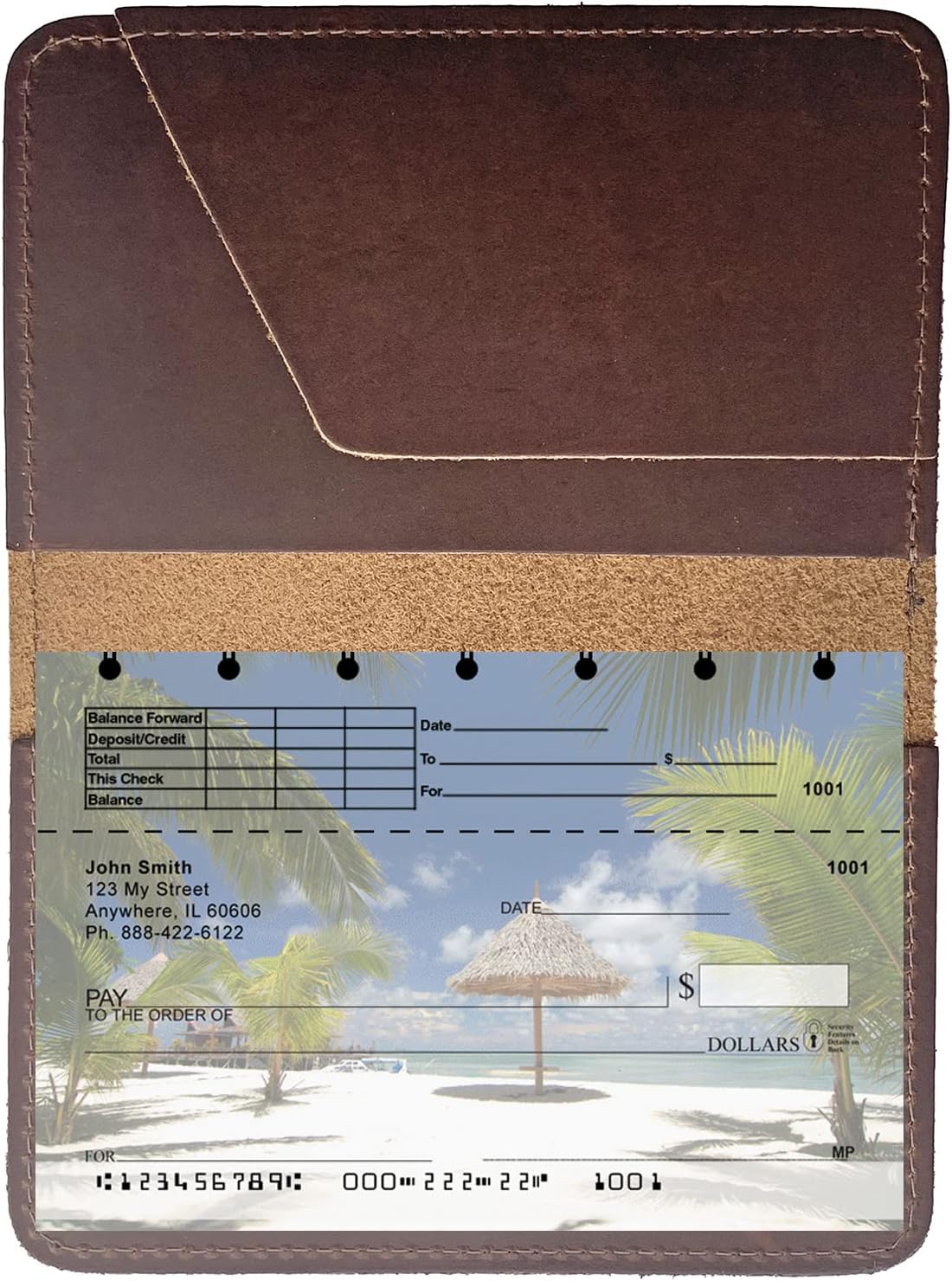 HOTRustic Hickory Leather Top Stub Checkbook Cover
