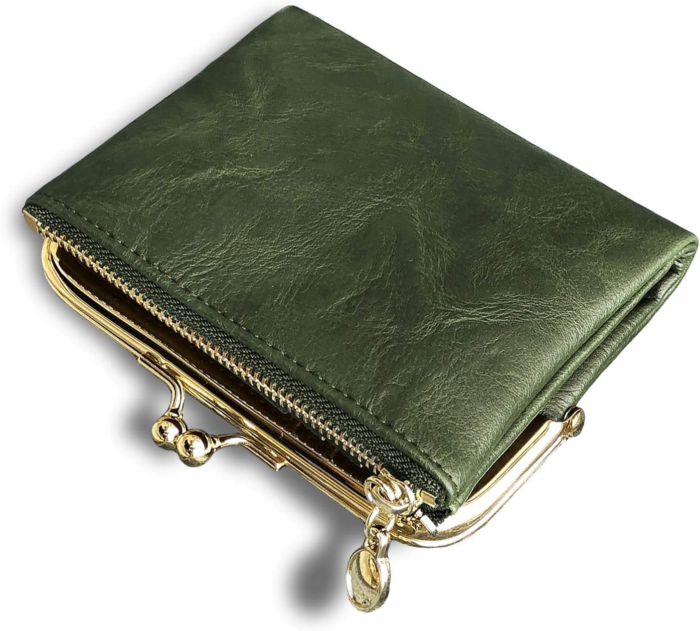 HOTAOXONEL Womens Wallet Small Rfid Ladies Compact Bifold Leather Vintage Coin Purse With Zipper and Kiss Lock