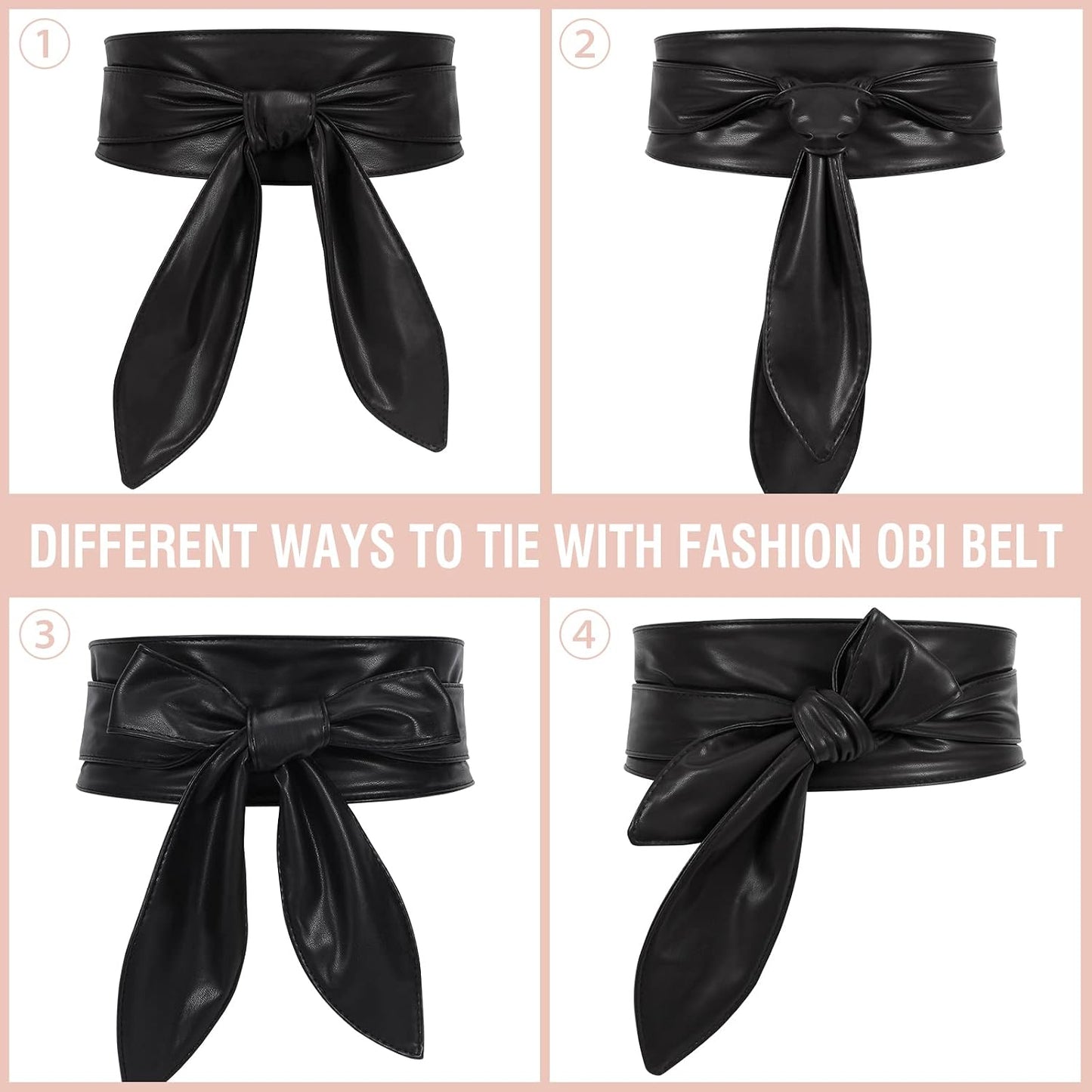 HOTWHIPPY Women Obi Belt Fashion Wrap Around Wide Waistband Knotted Belt for Dress