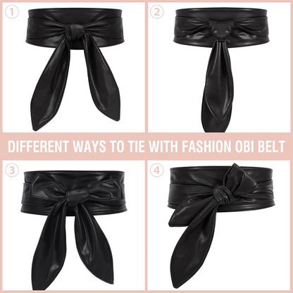 HOTWHIPPY Women Obi Belt Fashion Wrap Around Wide Waistband Knotted Belt for Dress