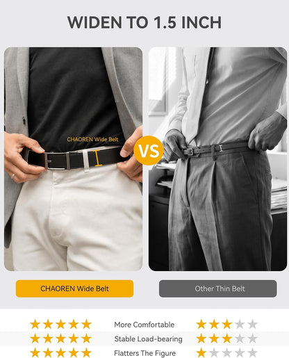 HOTCHAOREN Ratchet Belts for Men - 1.5" Mens Belt Genuine Leather for Causual Jeans - Customizable Style, Versatile Fit