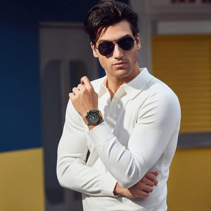 HOTBENYAR Mens Watches Analog Quartz Chronograph Waterproof Wrist Watches for Men Fashion Business Work Casual Sport Designer Dress Watch with Calendar Elegant Gifts for Men