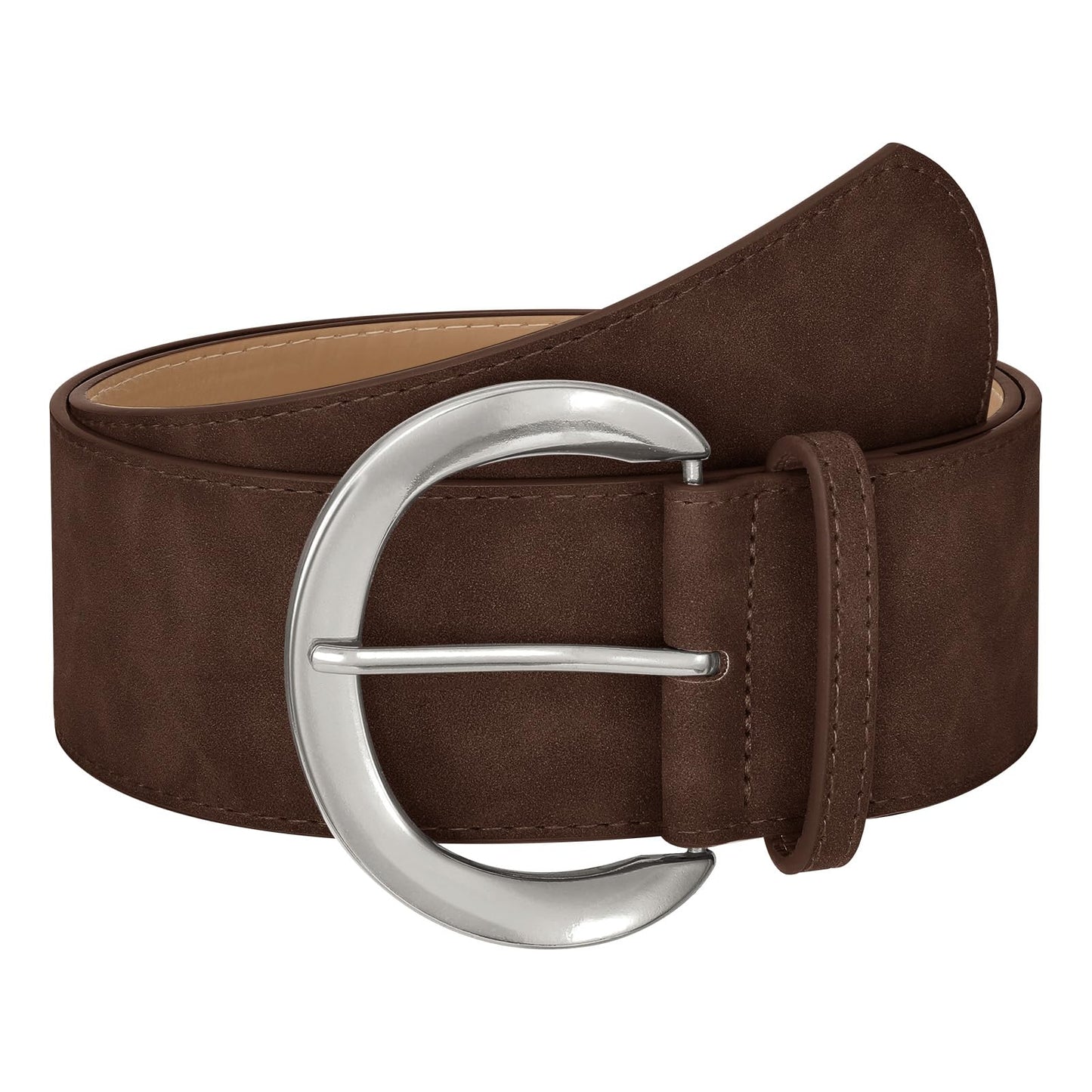 HOTWHIPPY Women’s Wide Leather Belt for Dresses Fashion Casual Laides Thick Suede Belt with Gold Buckle