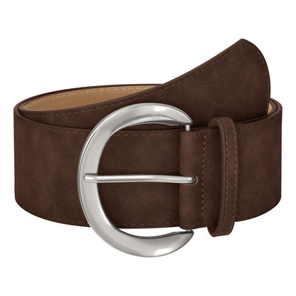 HOTWHIPPY Women’s Wide Leather Belt for Dresses Fashion Casual Laides Thick Suede Belt with Gold Buckle