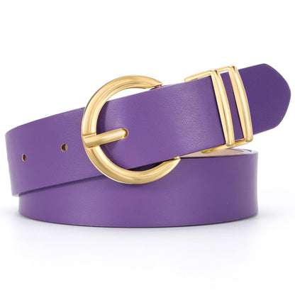 HOTWHIPPY Women Leather Belt Fashion Design belt Gold Buckle Ladies Belt for Jeans Pants Dresses