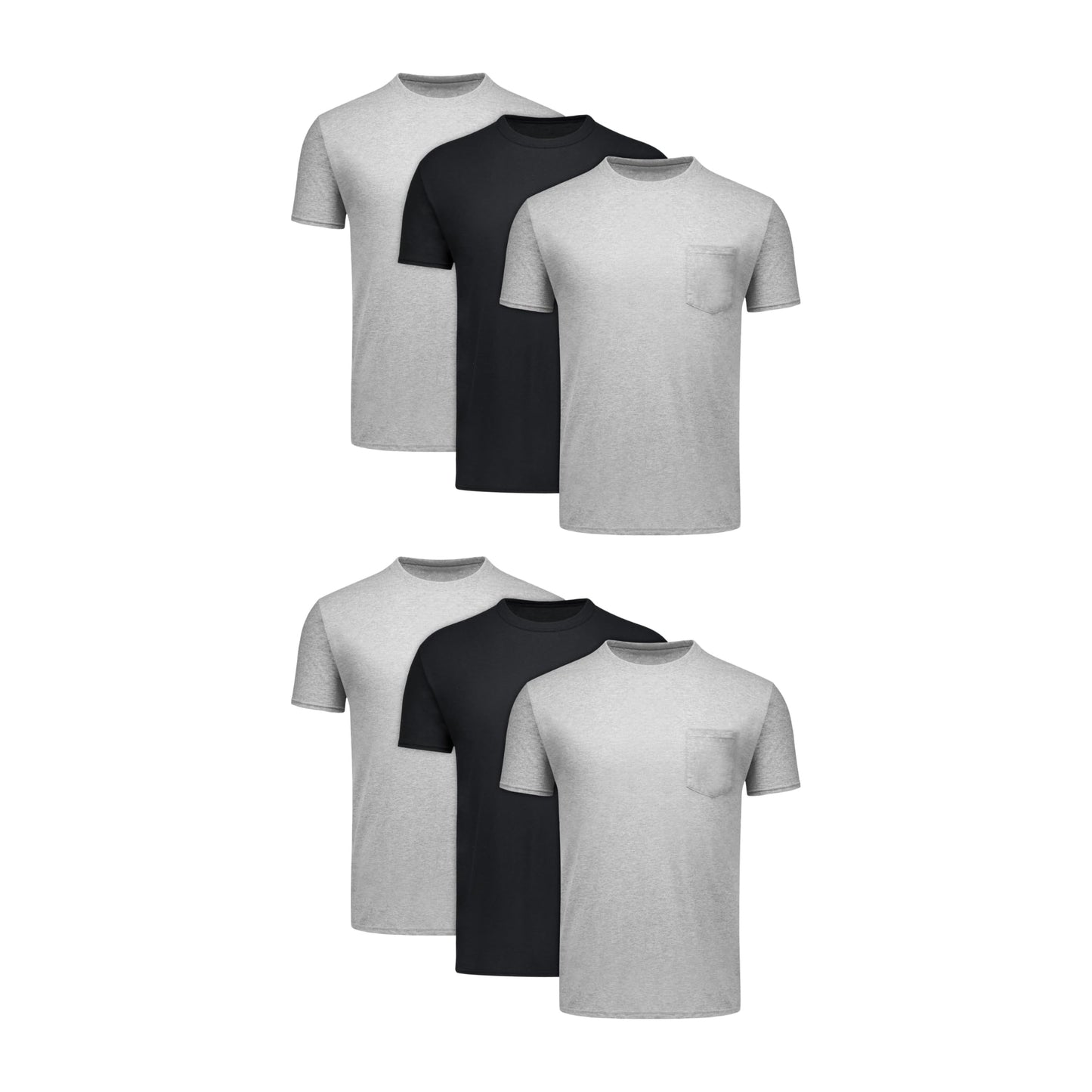 HOTHanes Men's Pocket T-Shirt Pack, 6-Pack, Cool & Breathable Cotton Tees, Stay-Tucked Undershirts for Men