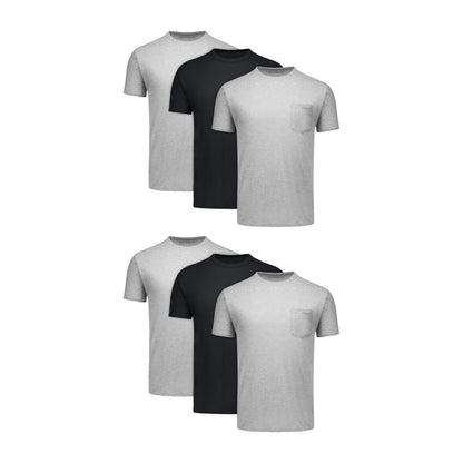 HOTHanes Men's Pocket T-Shirt Pack, 6-Pack, Cool & Breathable Cotton Tees, Stay-Tucked Undershirts for Men
