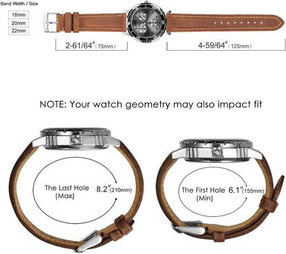 HOTBISONSTRAP Watch Strap, Vintage Leather Replacement Bracelet, Band Width-14mm 15mm 16mm 17mm 18mm 19mm 20mm 21mm 22mm 23mm 24mm