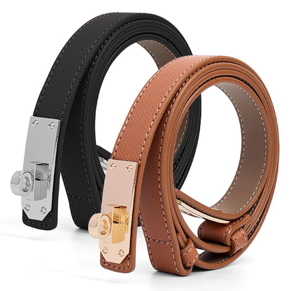 HOTWomen's Thin Leather Belts with Turn Lock Buckle,Belt Women Adjustable for Pants Dresses Jeans Coats