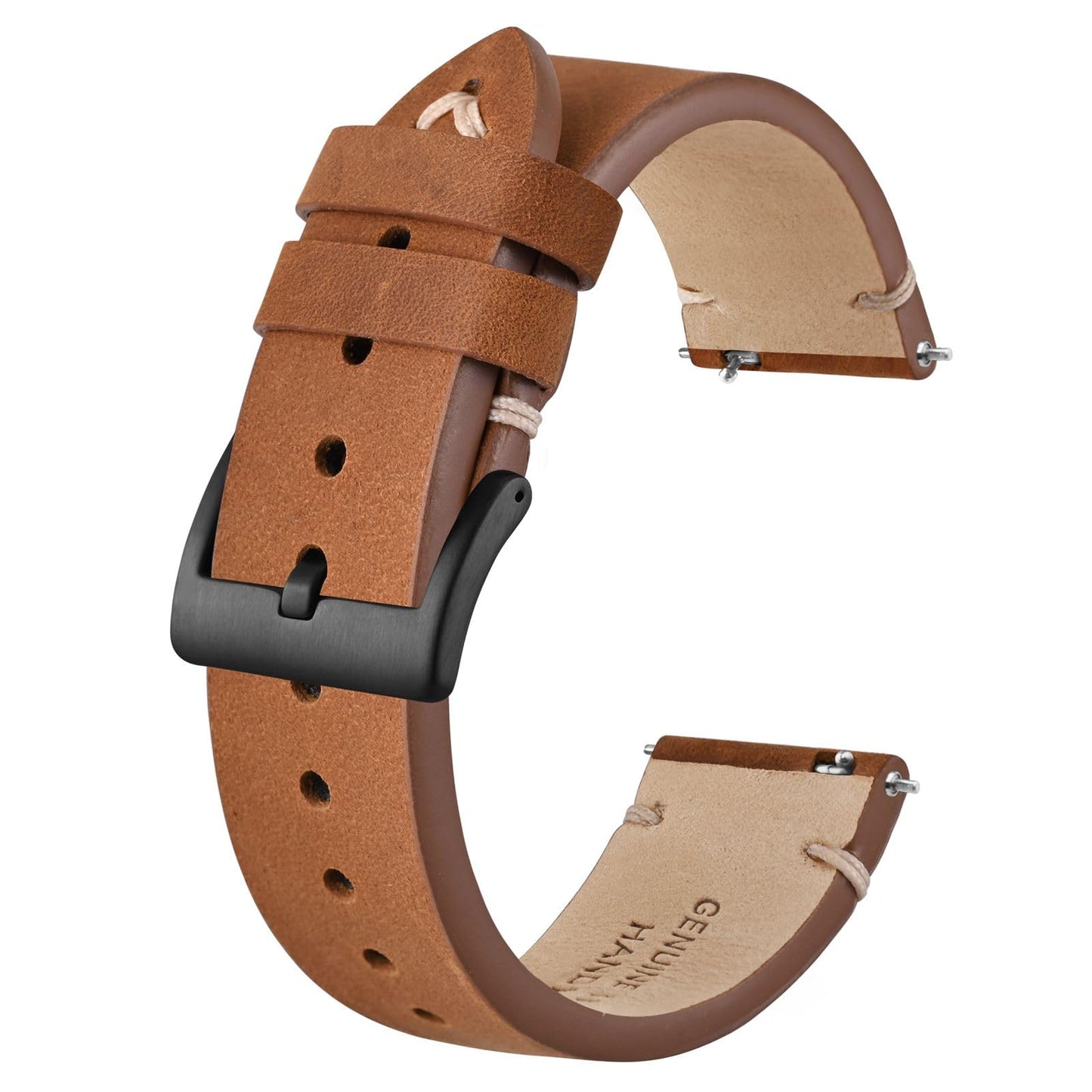 HOTBISONSTRAP Distressed Leather Watch Strap, Watch Replacement Bands for Men, Quick Release Spring Bars, Band Width 18mm 19mm 20mm 22mm 24mm