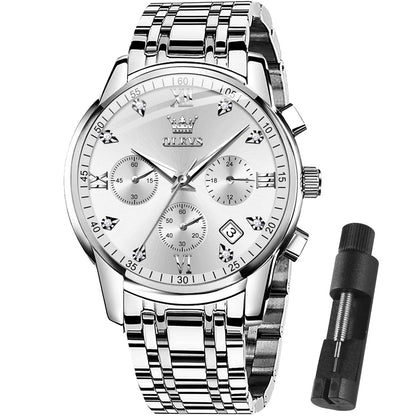 HOTOLEVS Men Multifunction Watch, Multi Dial Waterproof Luminous Chronograph Men's Watch with Date Gift for Men,Stainless Steel Watches for Men,Classic Men Wrist Watch