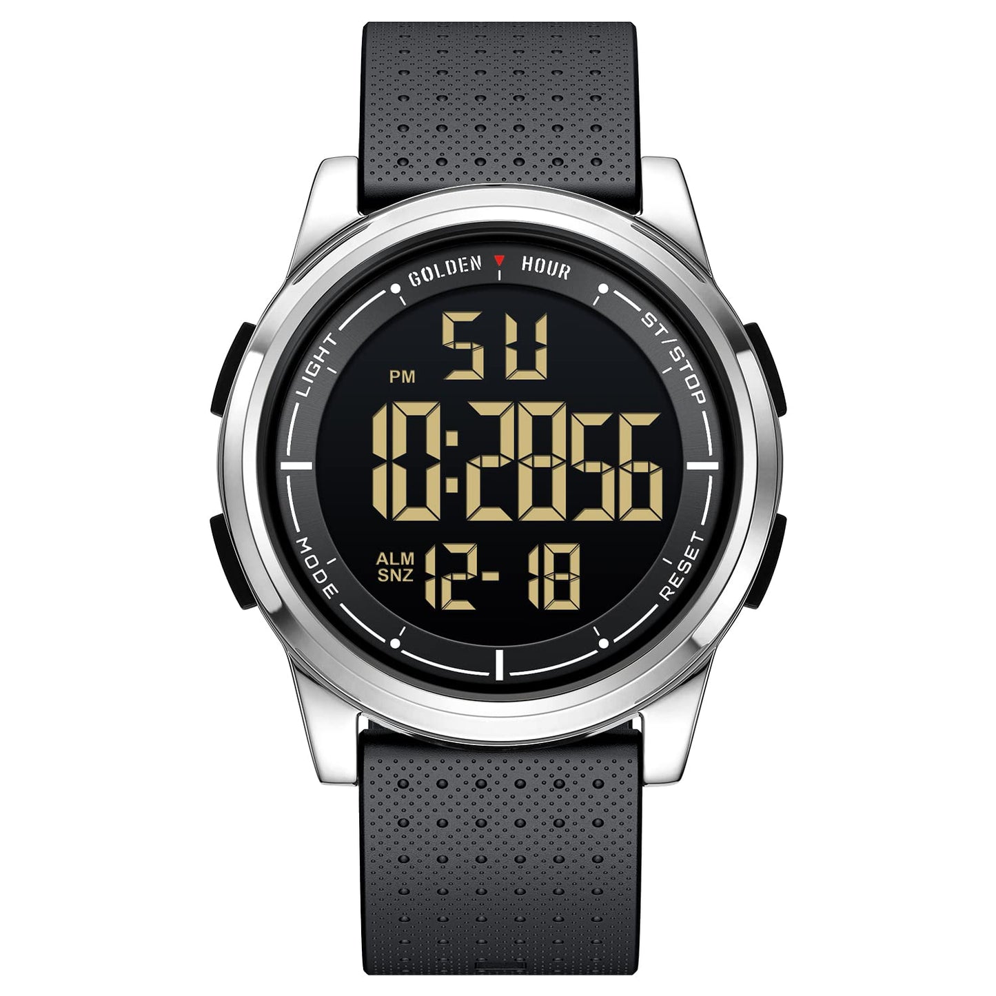HOTGOLDEN HOUR Ultra-Thin Minimalist Sports Waterproof Digital Watches Men with Wide-Angle Display Rubber Strap Wrist Watch for Men Women