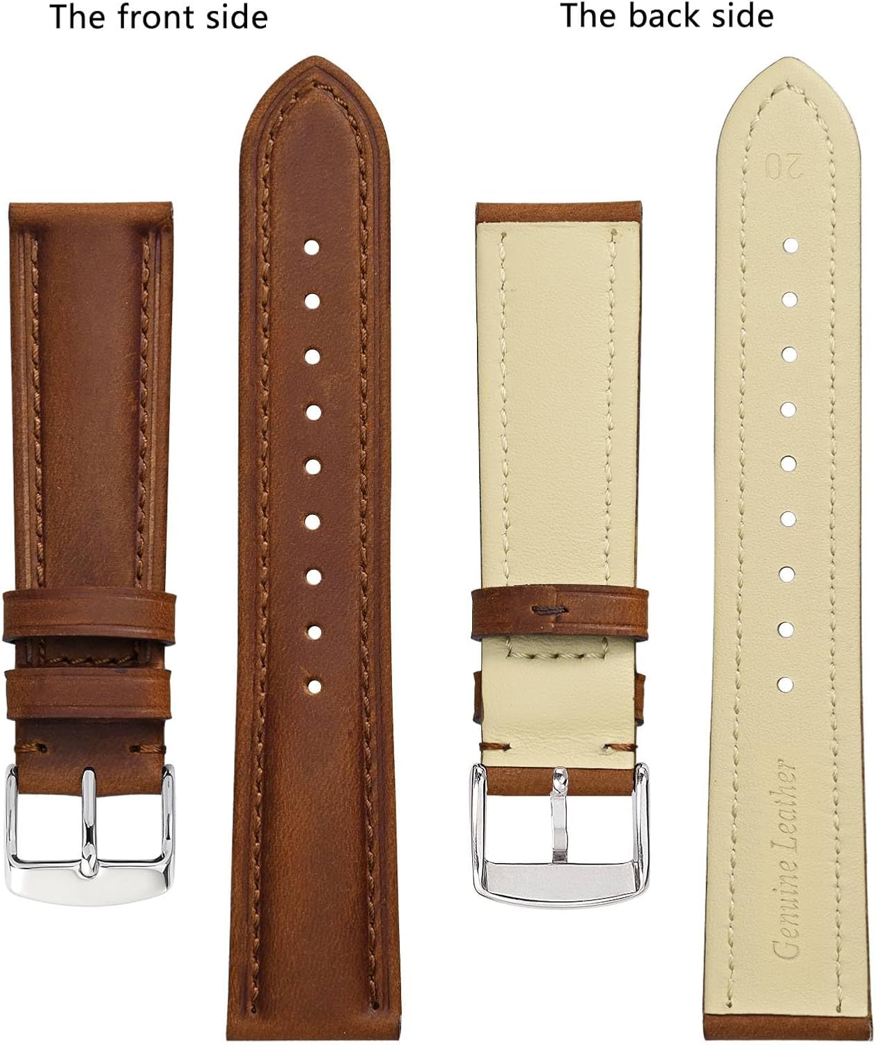 HOTBISONSTRAP Watch Strap, Vintage Leather Replacement Bracelet, Band Width-14mm 15mm 16mm 17mm 18mm 19mm 20mm 21mm 22mm 23mm 24mm