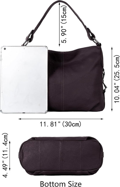 HOTYALUXE Bundle Women's Real Leather Handbags Purses and RFID Protected Card Wallets Purple 1