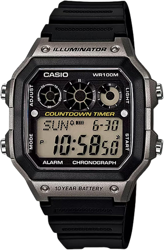HOTCasio AE-1300WH Series | Watches for Men | Digital Watch | Black | 1/100 SEC Stopwatch | 9 Interval Timers | LED Light | 100M WR | Multi Alarm | Calendar | World Time | 12/24 Hour Format | 10 Yr Batt