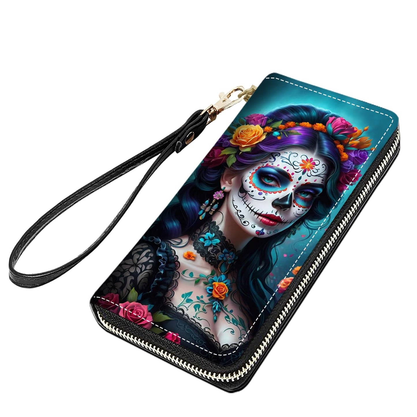 HOTCute Sloth Print Women Large Capacity PU Leather Zip Around Wallet, Multifunctional Clutch Purse for Cash/Card/Coin/Smart Phone