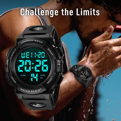 HOTL LAVAREDO Mens Digital Watch Sports Military Watches Waterproof Outdoor Chronograph Wrist Watches for Men with LED Back Ligh/Alarm/Date