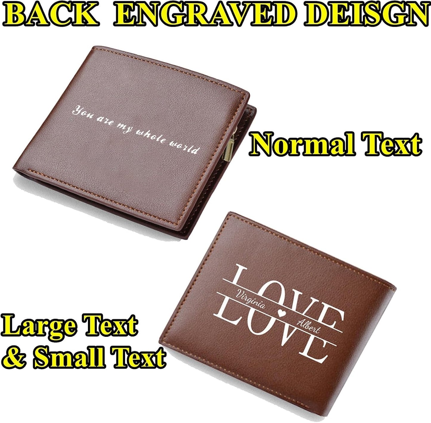 HOTCustom Photo Printing Wallet Personalized Engraved Leather Wallet Valentine's Father's Day Anniversary Gifts for Dad, Husband, Son, Groomsmen, Boyfriend