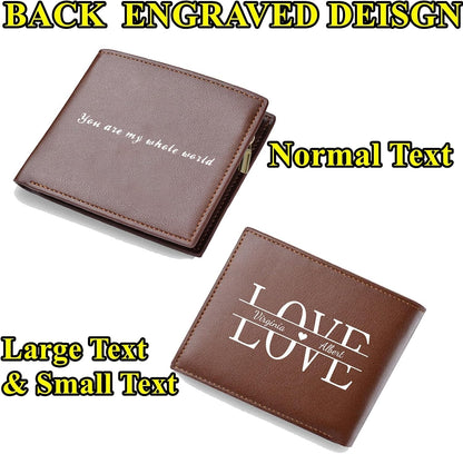 HOTCustom Photo Printing Wallet Personalized Engraved Leather Wallet Valentine's Father's Day Anniversary Gifts for Dad, Husband, Son, Groomsmen, Boyfriend