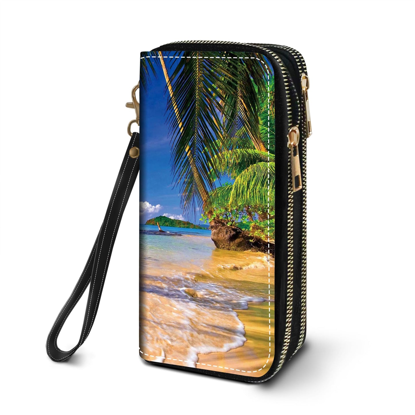 HOTWomen's Large Capacity Wallet PU Leather Double Zipper Clutch Purse Multifunctional Wallet with Removable Wristlet Strap for Smart Phone/Coin/Card/Cash, Flower Butterfly