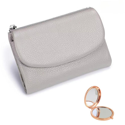 HOTUnisex Pebble Leather Wallet, Multicolor Genuine Leather Short Wallets for Women & Men, Small Full Grain Coin Purse with Credit Card Holder for Coins and Cards (#12)