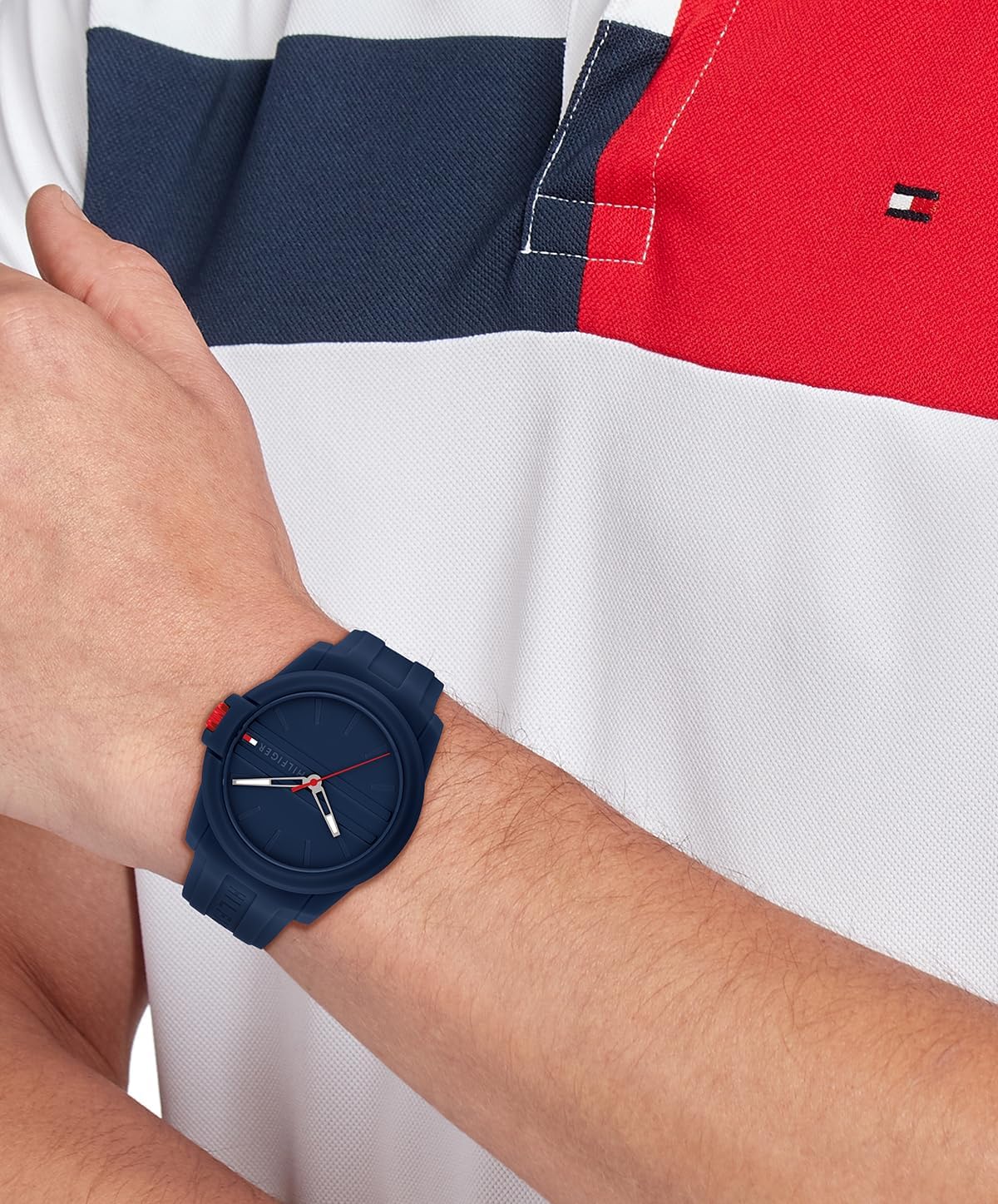 HOTTommy Hilfiger Men's 3-Hand Quartz Watch – Casual Sport Style, Silicone Strap, Water-Resistant to 50 Meters, Everyday Fashion Wristwatch, Gift for Him - 44mm