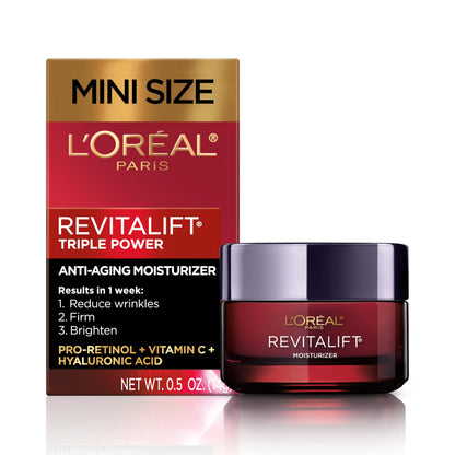HOTL'Oreal Paris Revitalift Triple Power Anti-Aging Face Moisturizer, Pro Retinol, Hyaluronic Acid & Vitamin C to Reduce Wrinkles, Firm & Brighten Skin, 2.55 Oz
