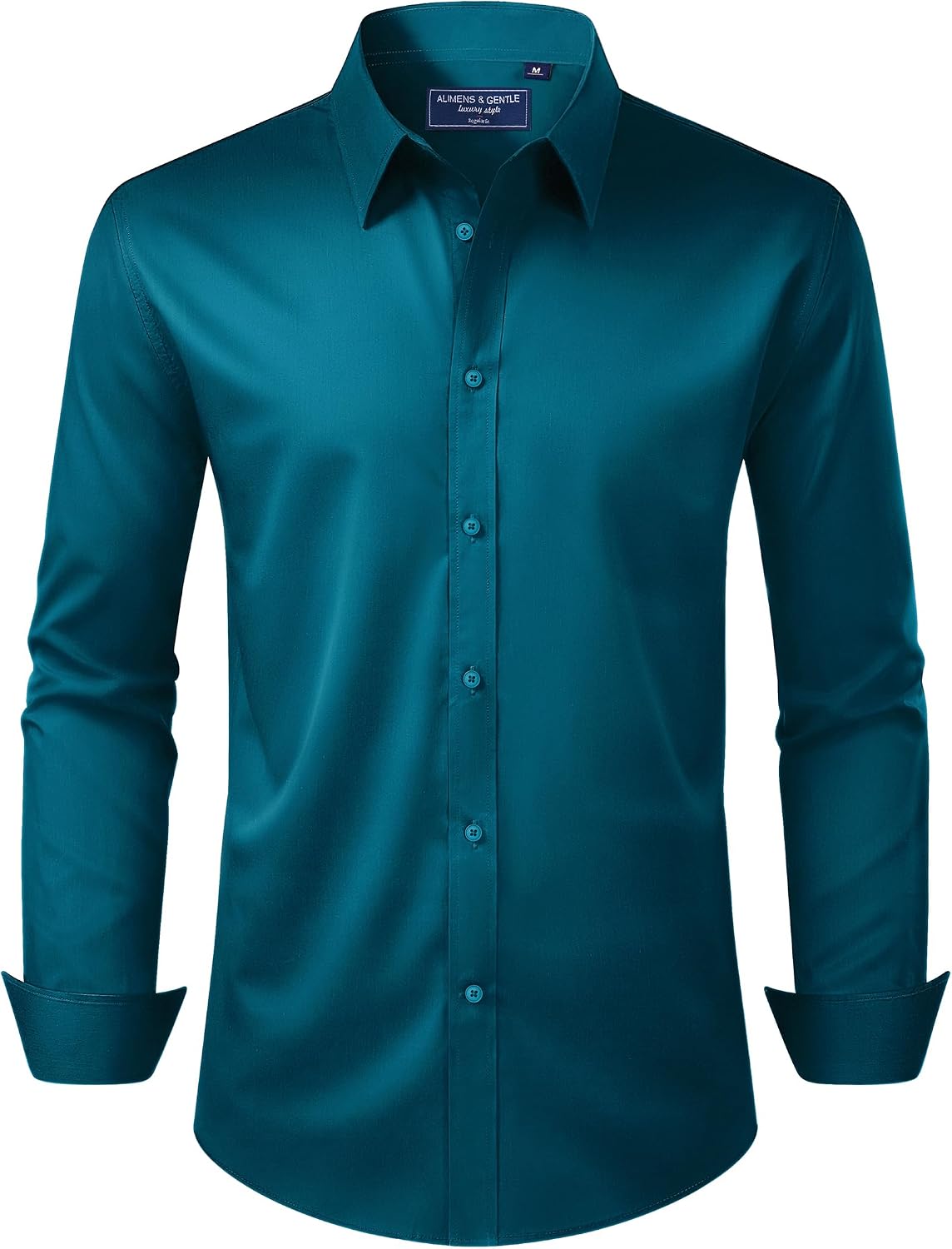 HOTAlimens & Gentle Men's Dress Shirt Regular Fit Stretch Stain Shield Long Sleeve Solid Business Wedding Button Down Shirts
