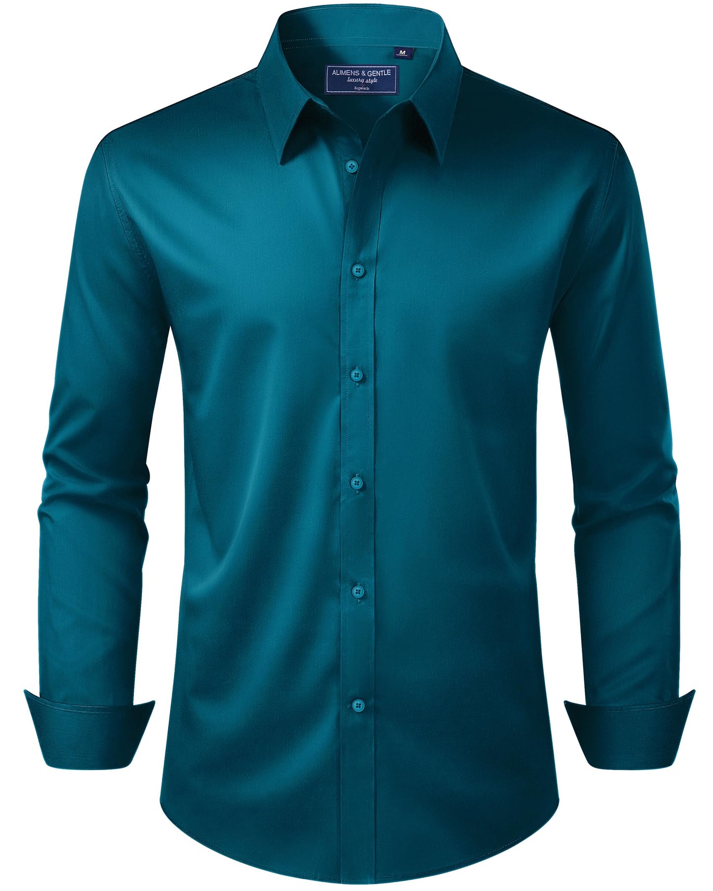 HOTAlimens & Gentle Men's Dress Shirt Regular Fit Stretch Stain Shield Long Sleeve Solid Business Wedding Button Down Shirts